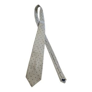 Consenso Uomo Tie Silk Vintage Silver Blue Striped Flower Hand Sewn